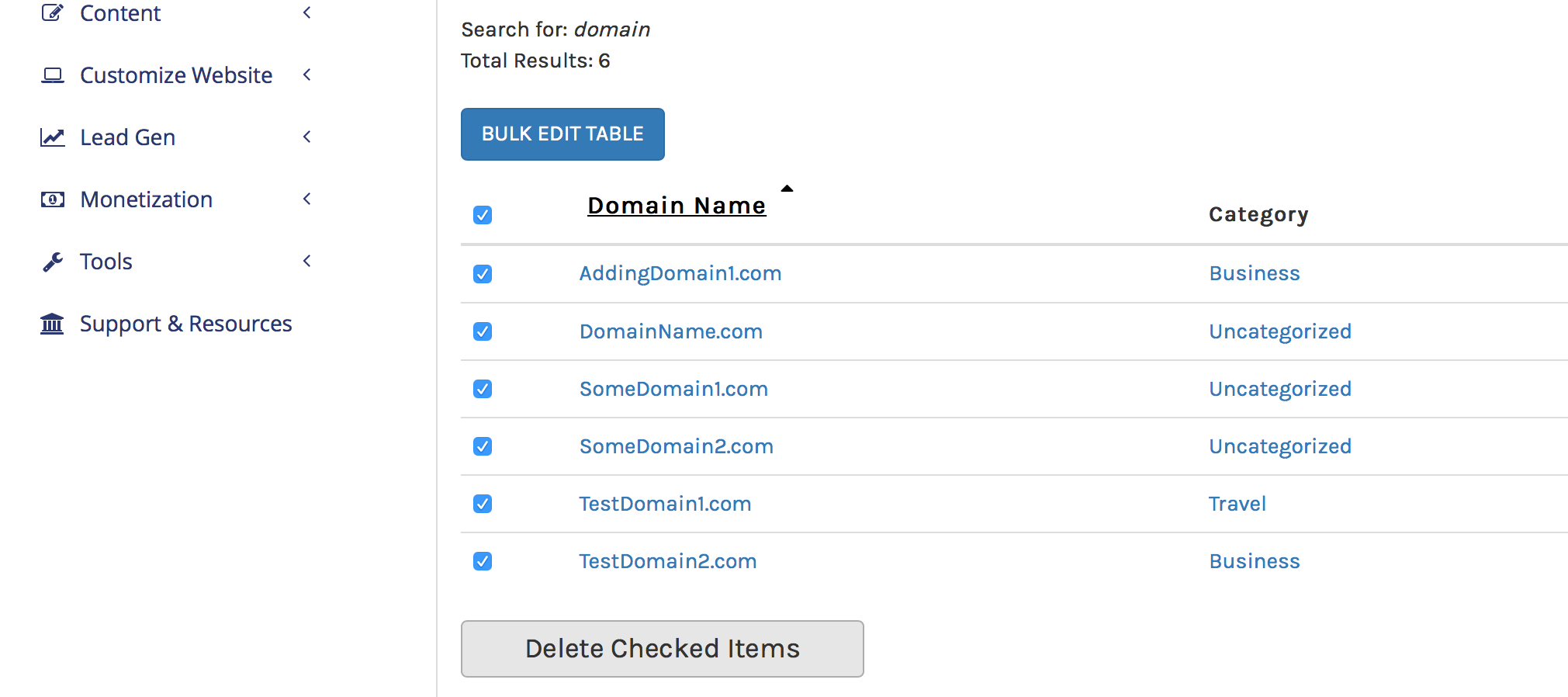 Deleting Domains In Bulk