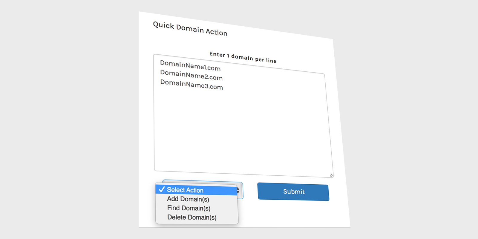 Quick Domain Action Widget